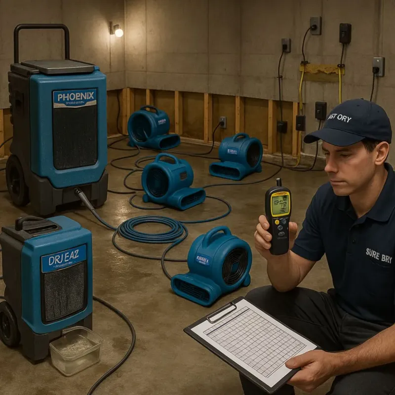 Structural Drying and Dehumidification process in Flower Mound, TX